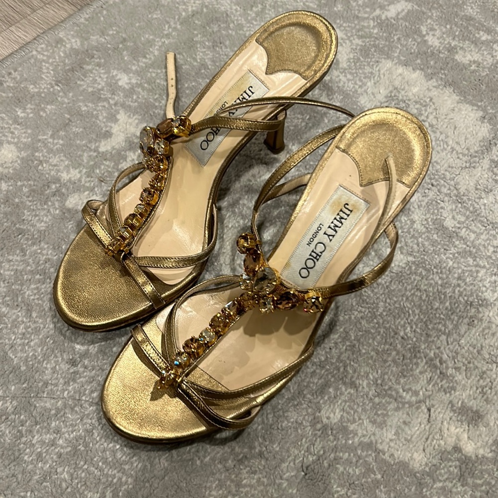 Jimmy choo heels - gold with crystals